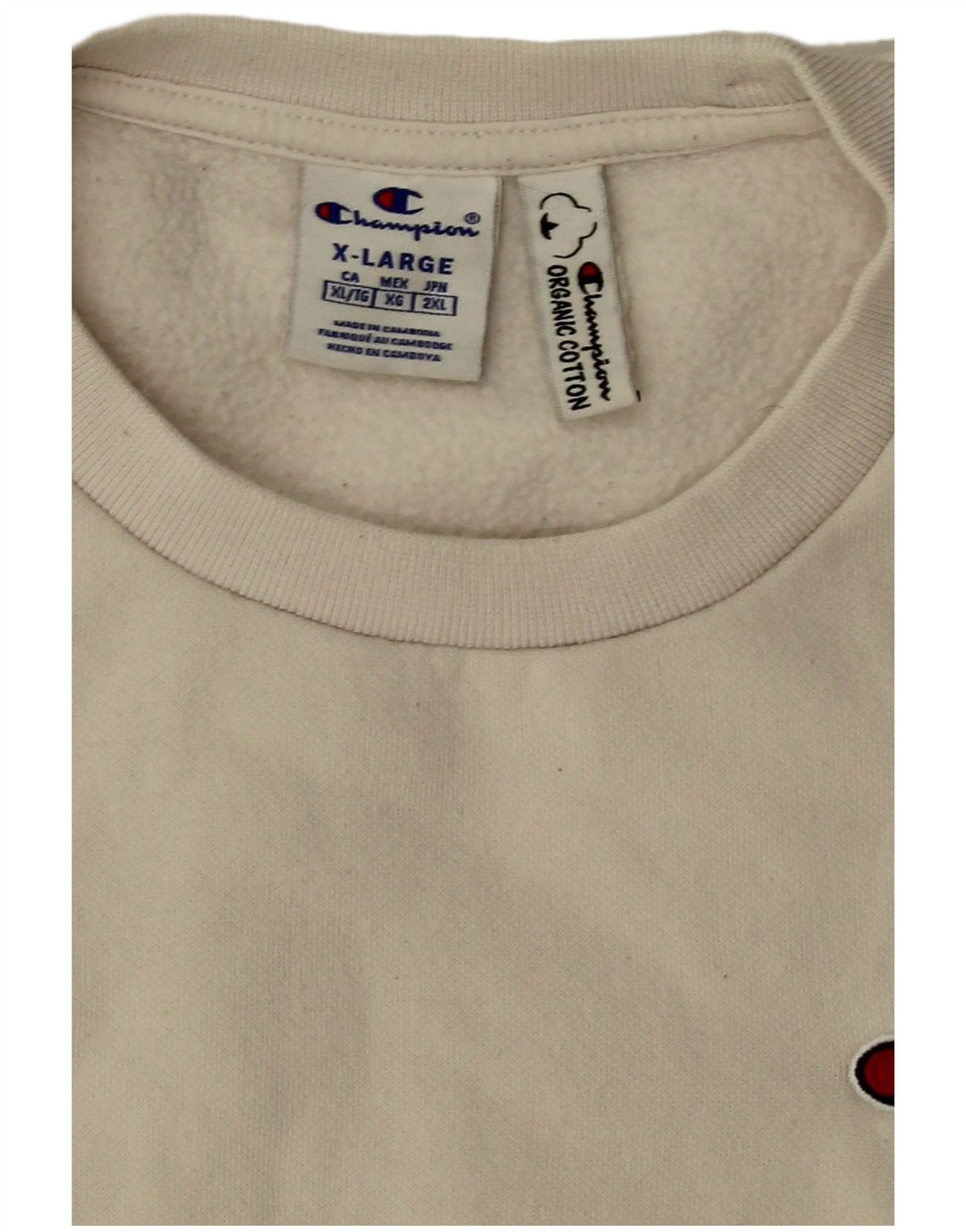 Champion Mens Sweatshirt Jumper XL Off White Cotton