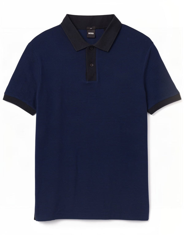 Hugo Boss Polo Slim Fit XL en coton à pois bleu marine