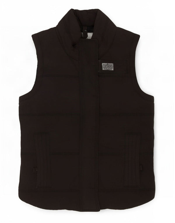 Superdry Femme Gilet Rembourré UK 6 XS Coton Noir
