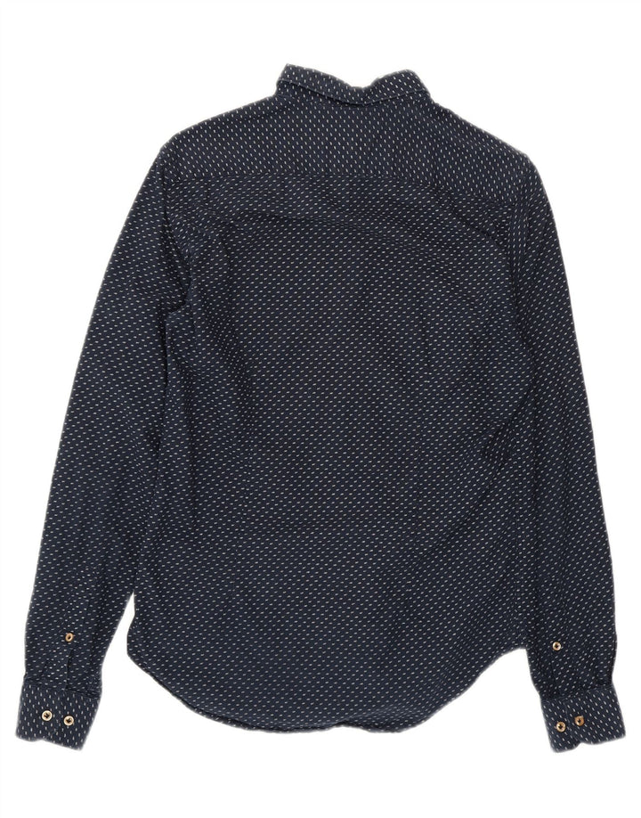 ZARA Mens Slim Fit Flannel Shirt Small Navy Blue Spotted Vintage Zara and Second-Hand Zara from Messina Hembry 