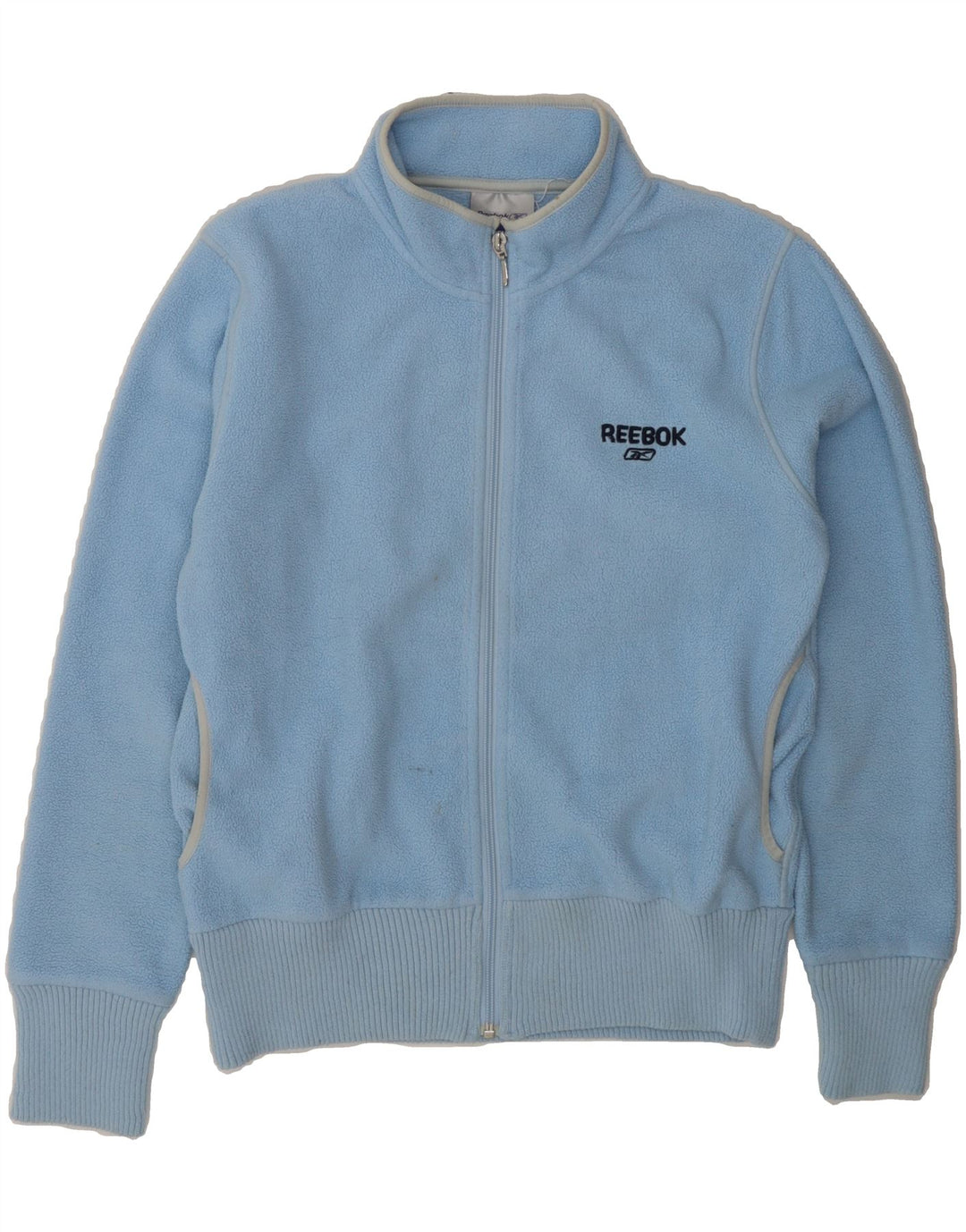 REEBOK Womens Fleece Jacket UK 14 Large Blue Polyester Vintage Reebok and Second-Hand Reebok from Messina Hembry 
