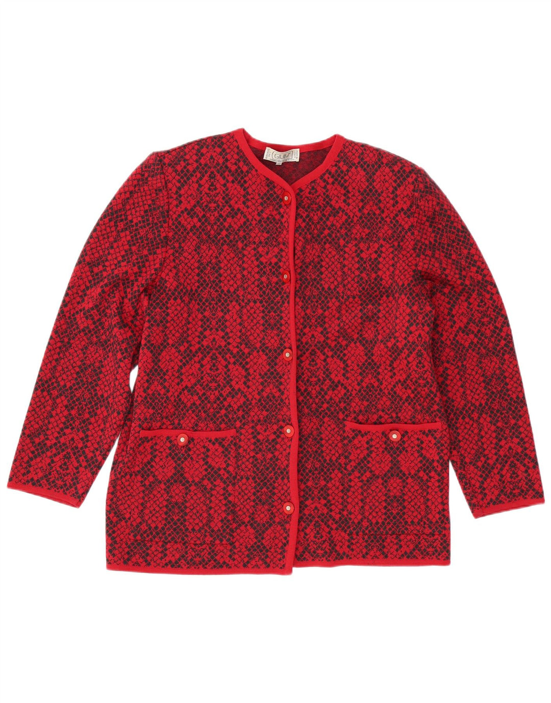 Giuly Cardigan Femme Pull IT 48 XL Rouge Fair Isle Laine
