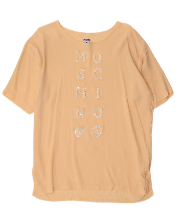 Moschino Femme Graphic Blouse Top UK 14 Acétate Jaune Moyen
