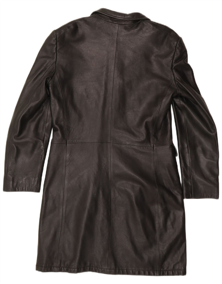 Marella Manteau en cuir pour femme UK 12 Cuir noir moyen