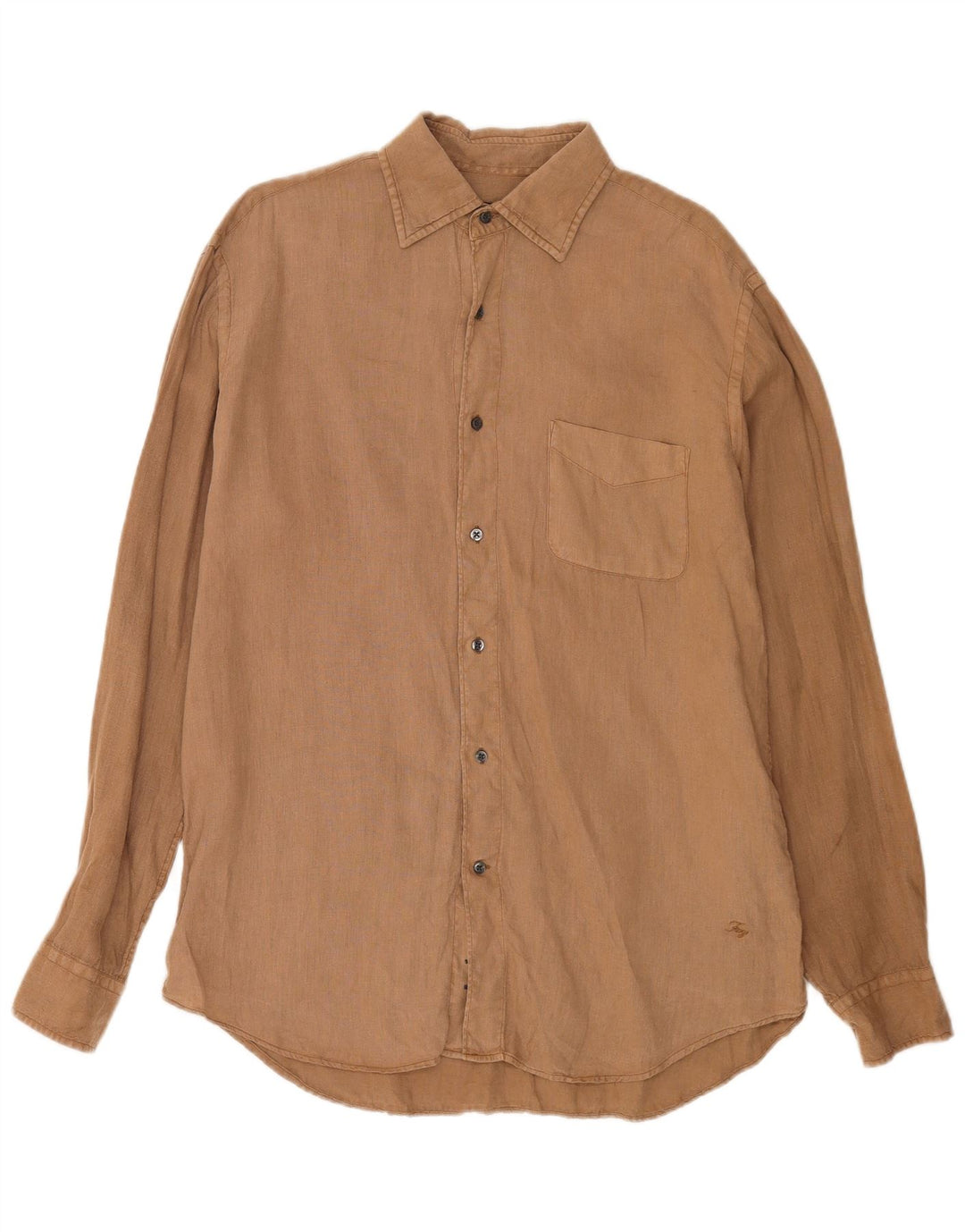 Fay Chemise Homme Taille 40 15 3/4 Lin Beige Moyen