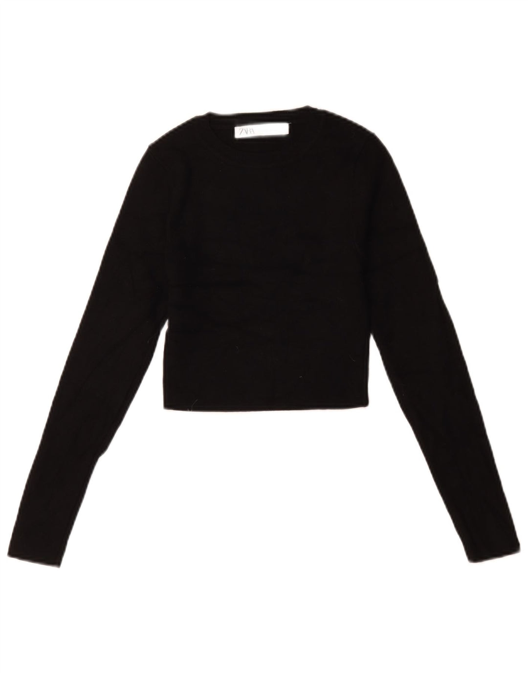 Zara Haut court surdimensionné à manches longues pour femme UK 10 Petite viscose noire