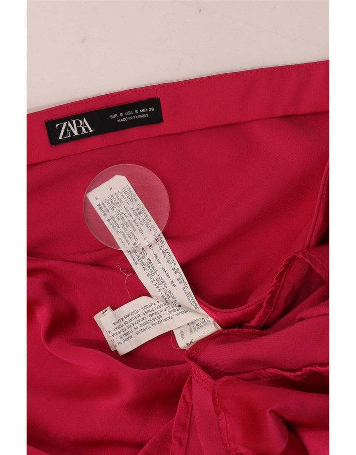 Zara Femme Mini Jupe Petite W26 Rose Viscose