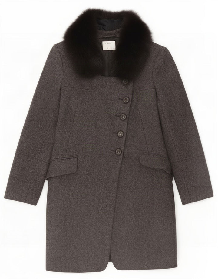 vintage Femme Pardessus IT 46 Grande Laine Grise