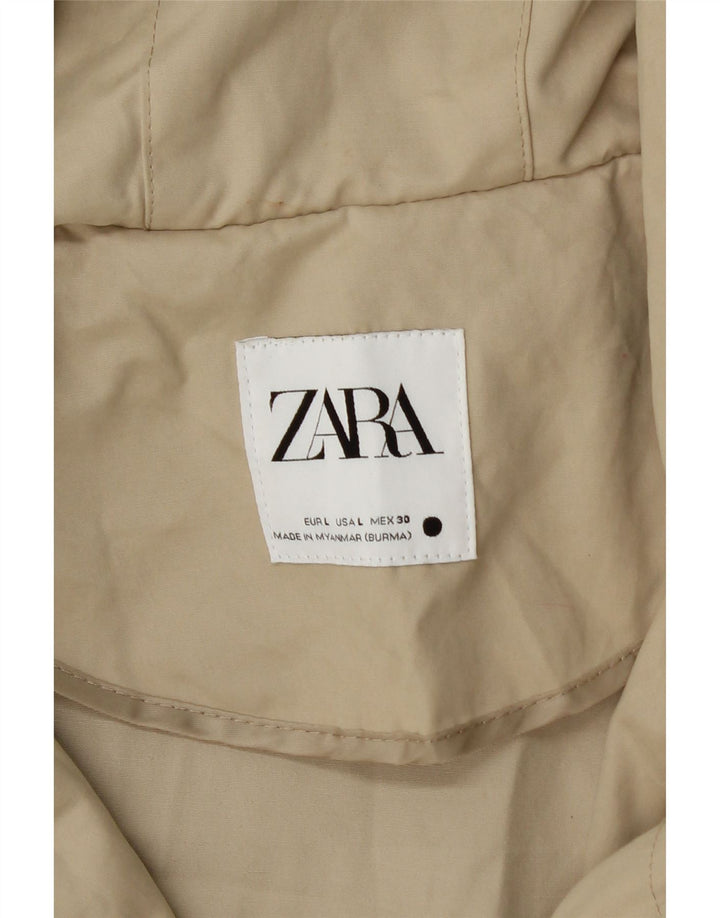 Zara Veste Parka surdimensionnée à capuche pour femme UK 16 Large Beige