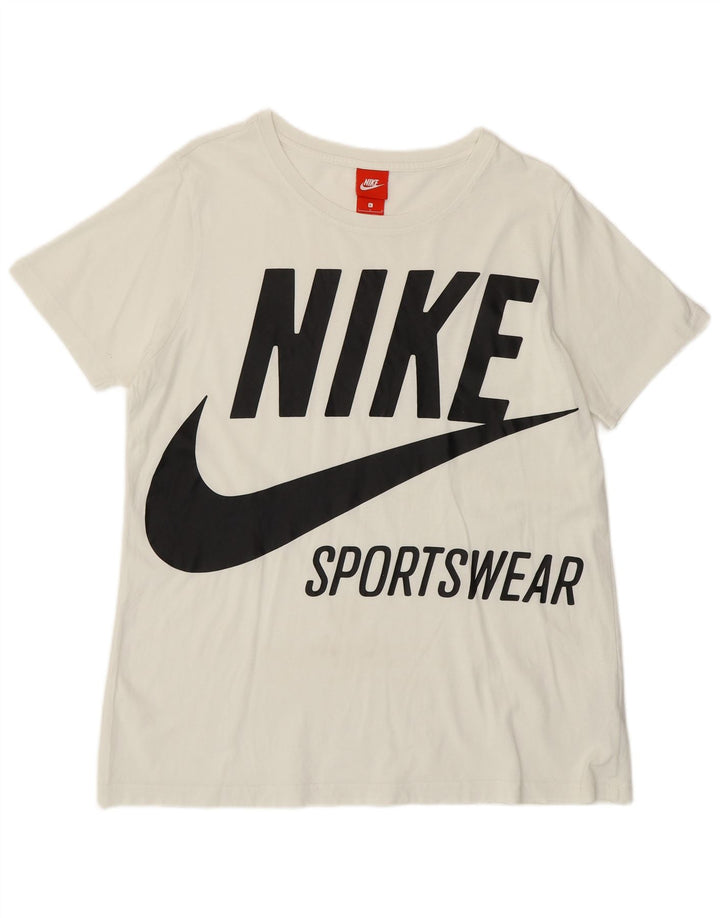 Nike T-shirt graphique pour femme UK 16 Large Blanc cassé en coton