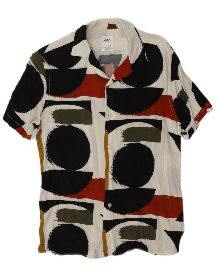 Zara Chemise décontractée à manches courtes pour homme Petit motif géométrique multicolore