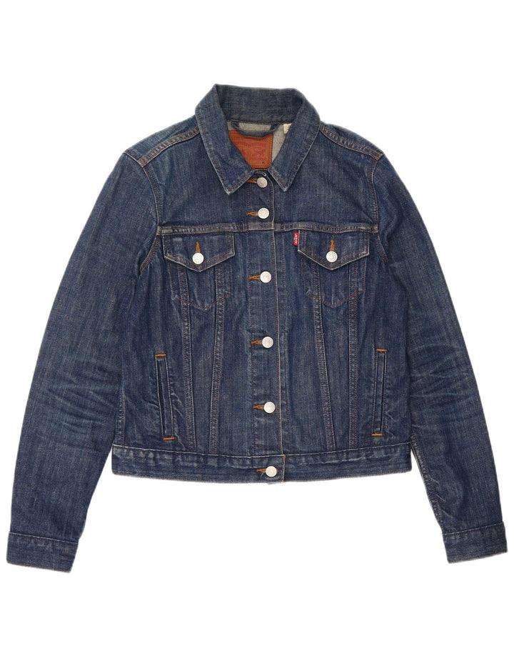 Levi's Veste en Jean Crop Femme UK 12 Bleu Moyen