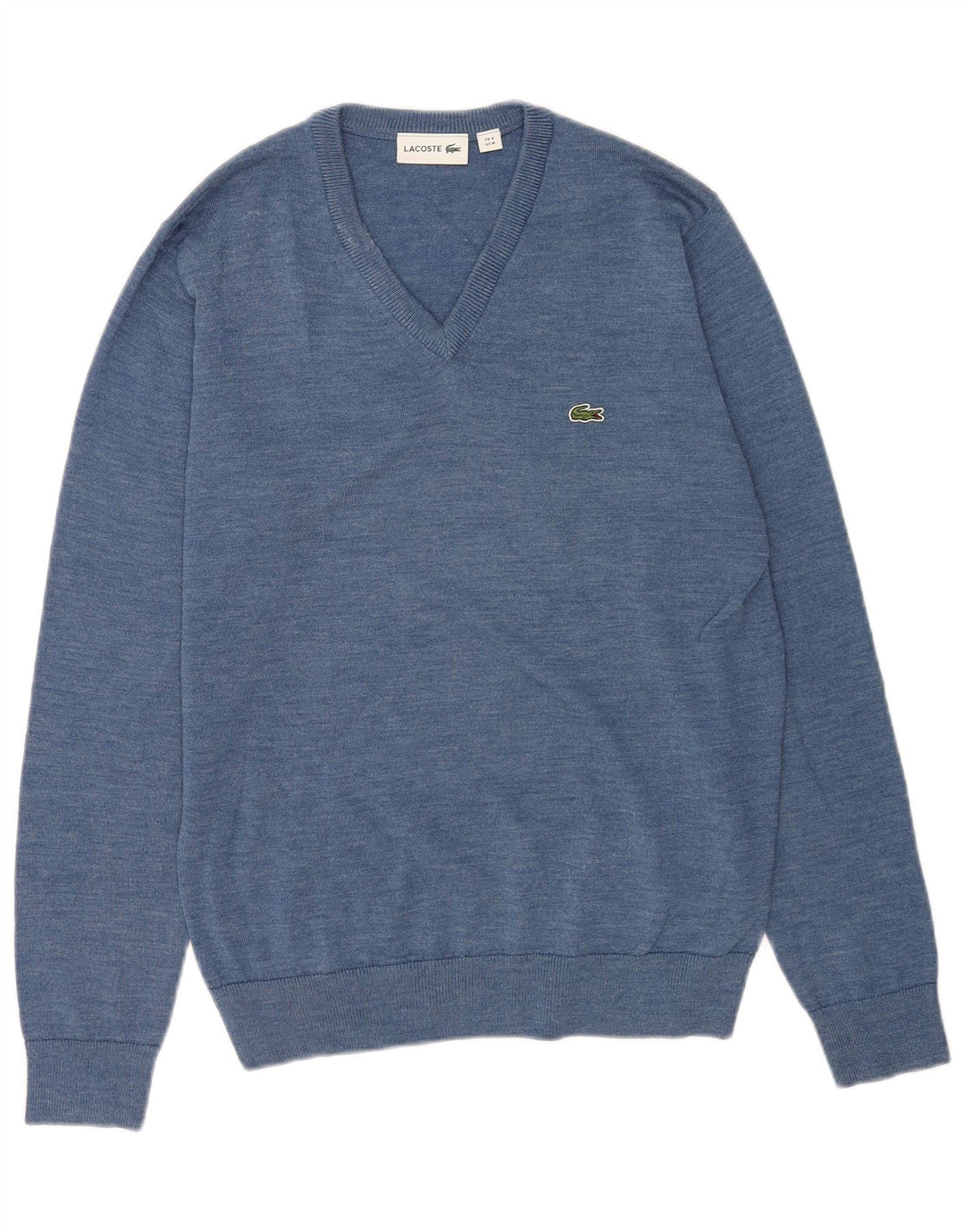 Lacoste Pull col V pour homme Taille 4 Laine bleu moyen