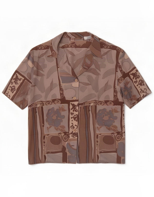 Mila Schon Chemisier à manches courtes à motif abstrait pour femme UK 18 XL Marron