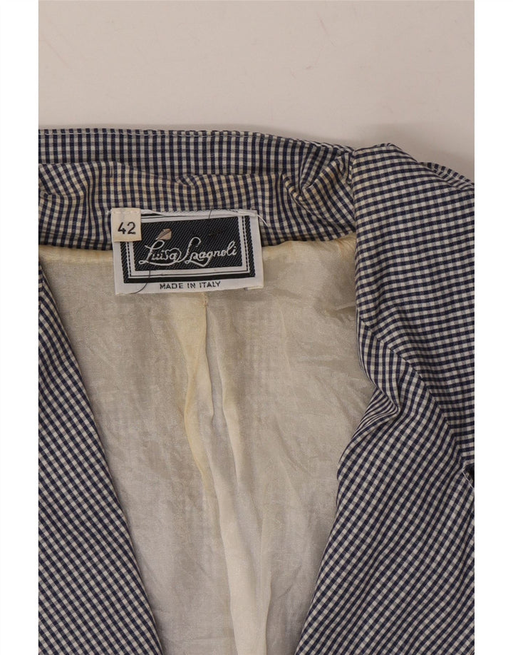 LUISA SPAGNOLI Womens Blazer Jacket IT 42 Medium Navy Blue Gingham Vintage Luisa Spagnoli and Second-Hand Luisa Spagnoli from Messina Hembry 