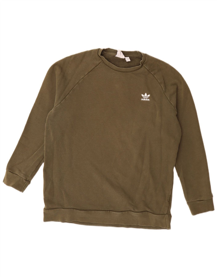 Adidas Sweat-shirt pour homme en coton kaki Taille L