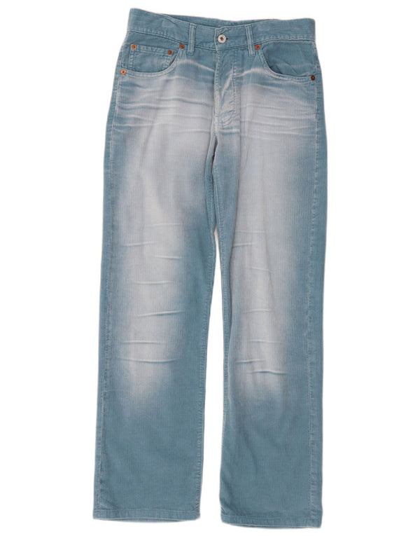 Energie Pantalon Droit Femme Velours Côtelé W30 L29 Bleu Coton