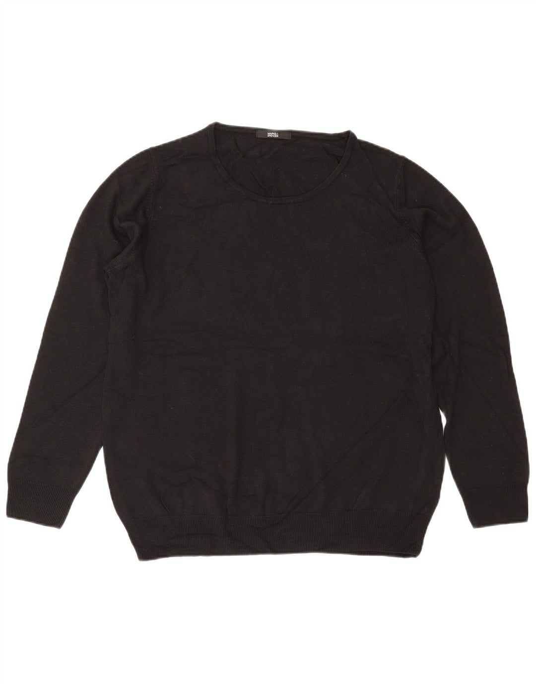 MARKS & SPENCER Pull surdimensionné à col rond pour femme UK 18 XL Noir