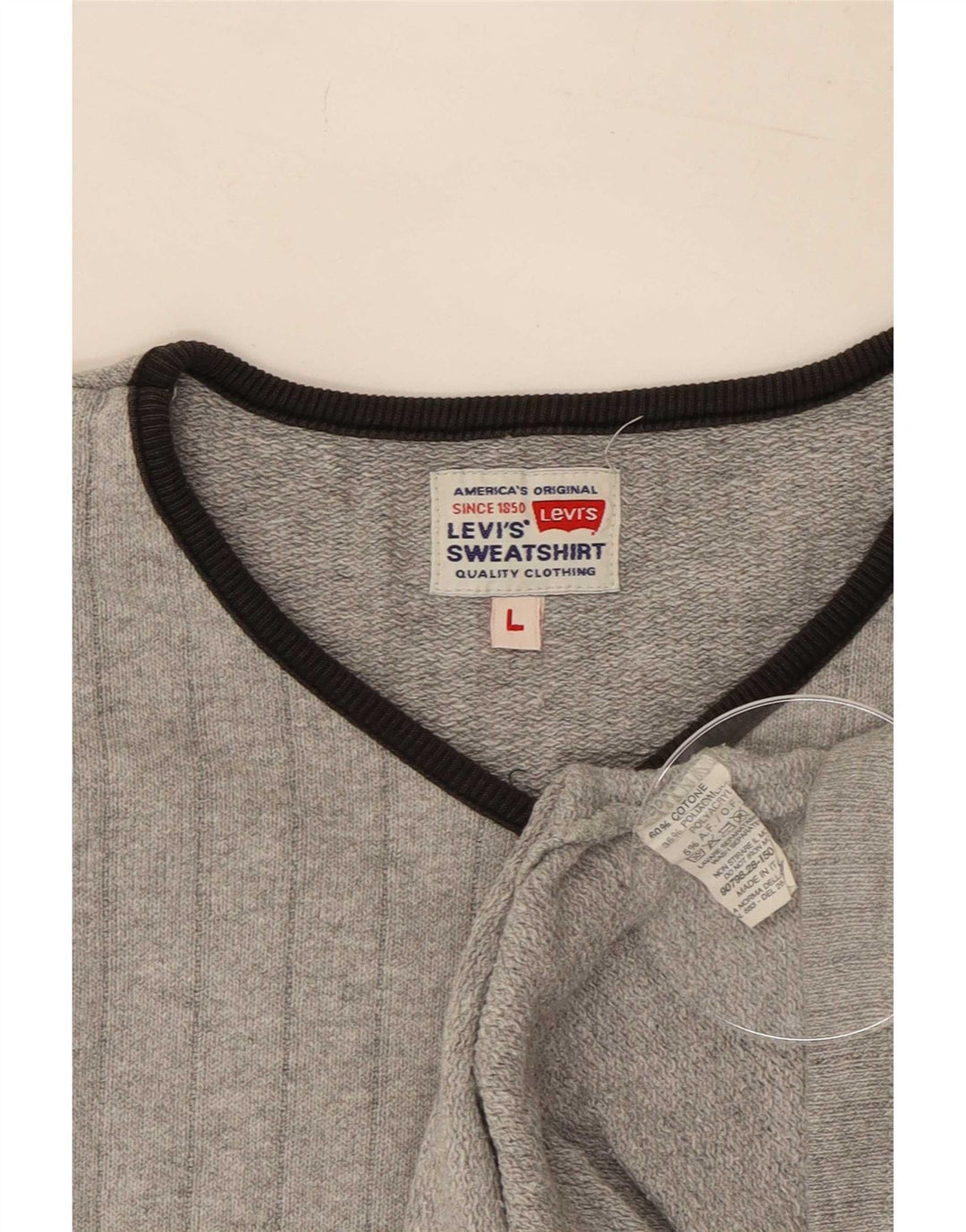 Levi's Pull Col V Homme Large Gris Coton