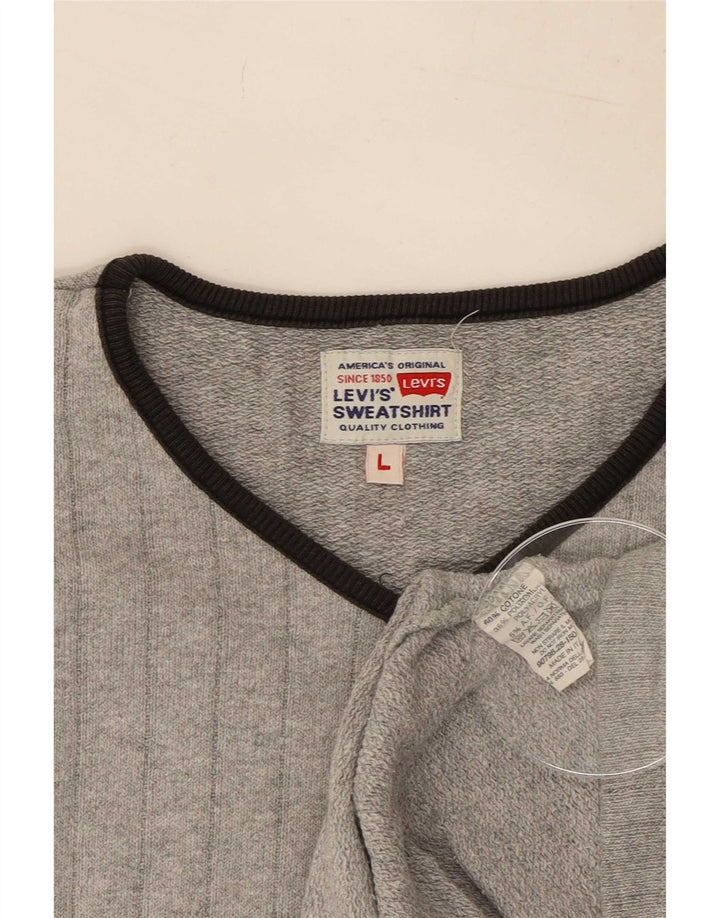 Levi's Pull Col V Homme Large Gris Coton