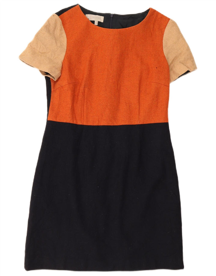 Hobbs Robe fourreau pour femme UK 42 Laine colour block orange moyen