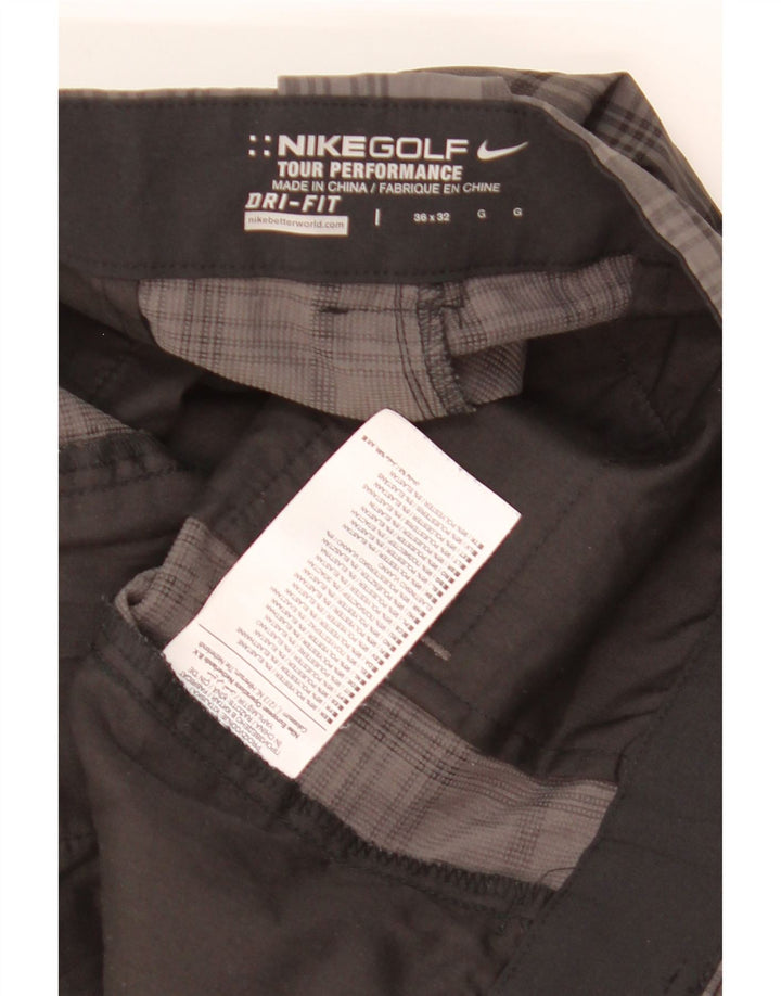 NIKE Pantalon chino droit Dri Fit pour homme W36 L32 Gris à carreaux Polyester