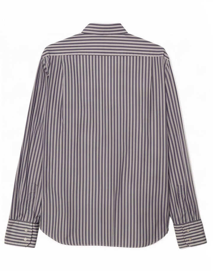 Hugo Boss Chemise en coton rayé bleu moyen