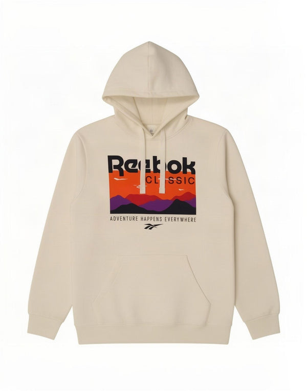 Reebok Mens Graphic Hoodie Jumper Medium White Cotton