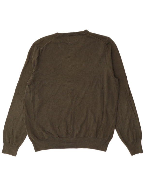 Marks & Spencer Pull col V pour homme XL Kaki Coton