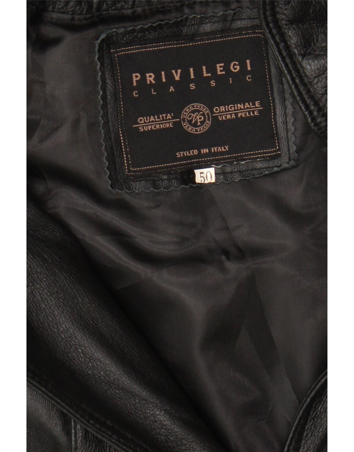 Privilegi Manteau en cuir surdimensionné à capuche pour femme IT 50 XL Cuir noir