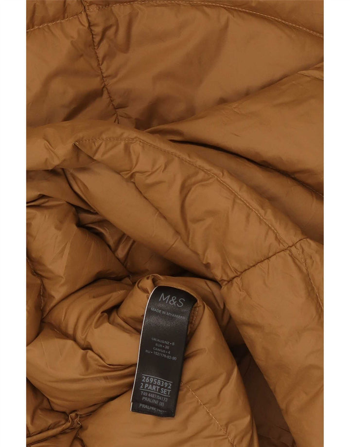 Marks & Spencer Manteau rembourré à capuche pour femme UK 8 Small Marron