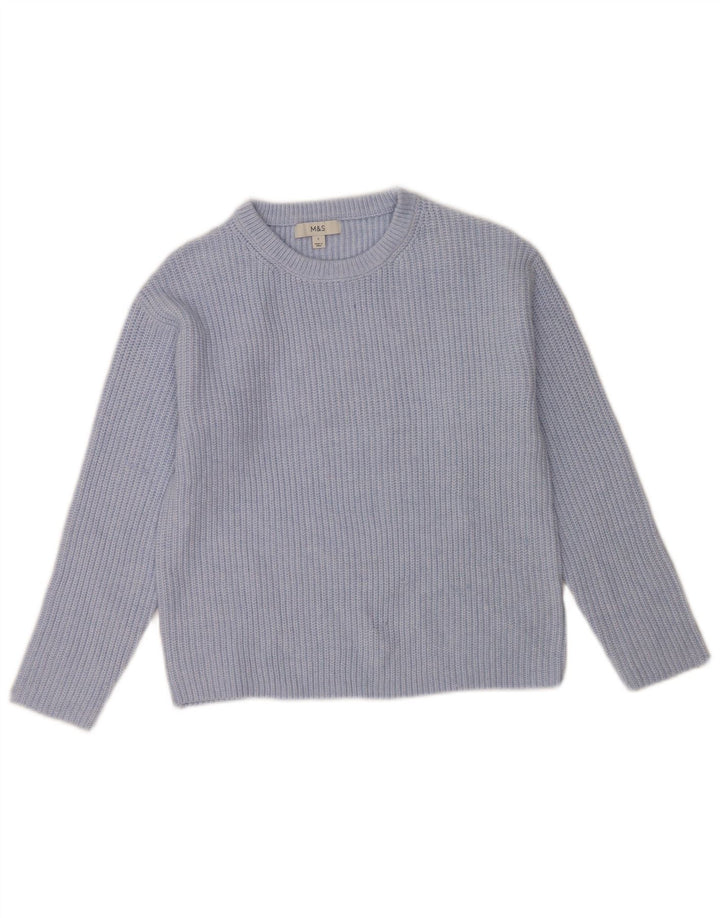 Marks & Spencer Pull col bateau pour femme UK 10 Petit Bleu Polyester