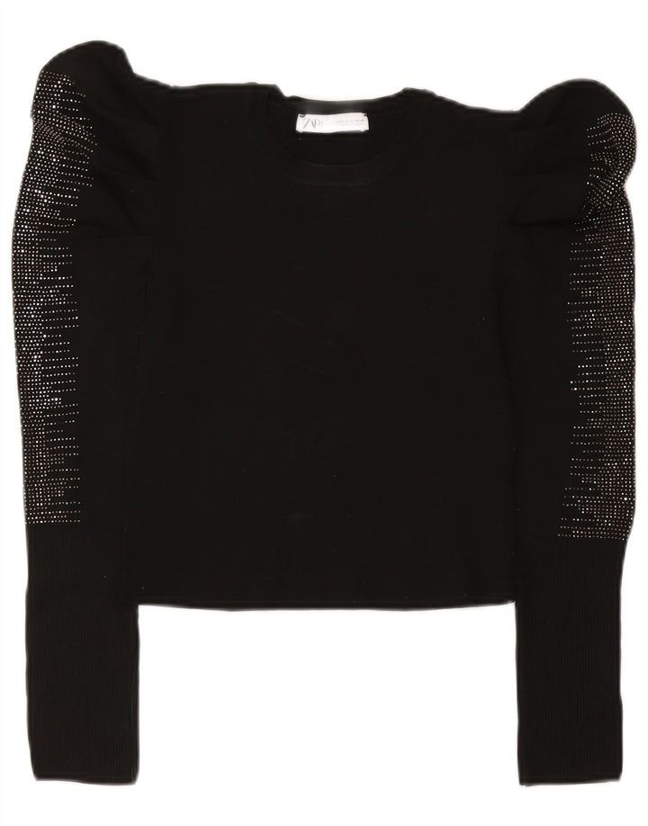 Zara Chemisier à manches longues pour femme UK 12 Noir moyen