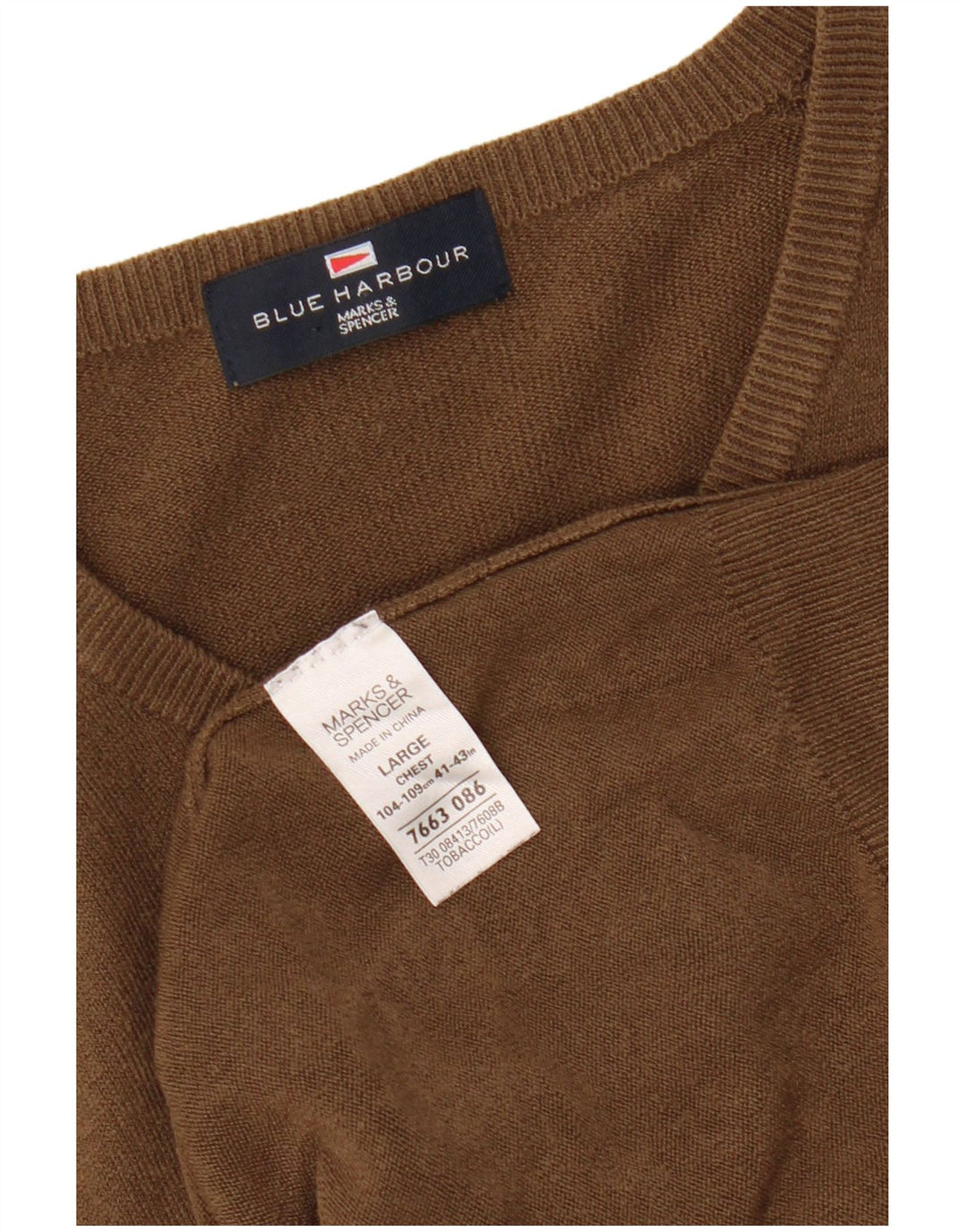 MARKS & SPENCER Pull à col en V Blue Harbor pour hommes, grand marron