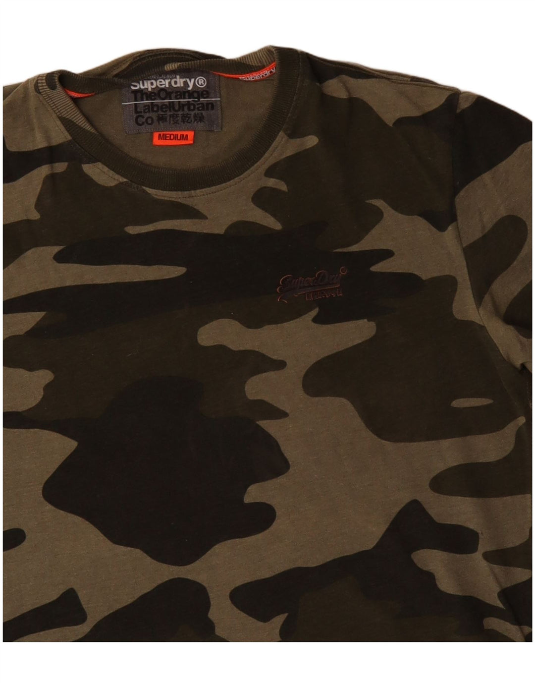 Superdry T-Shirt Top Kaki Camouflage Coton Homme