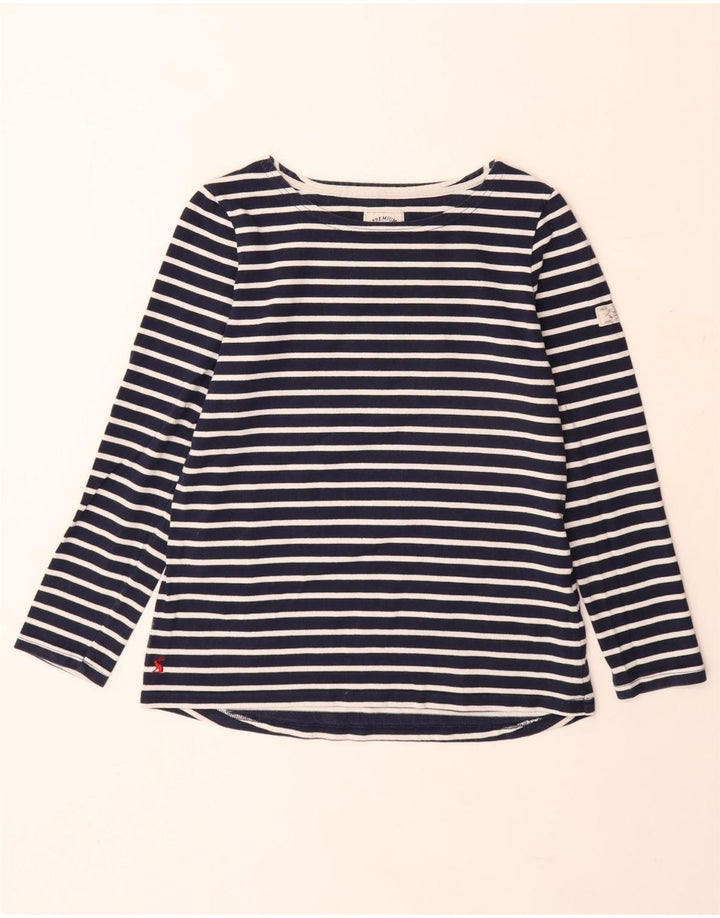 JOULES Top Femme Manches Longues UK 12 Medium Bleu Marine Rayé Coton