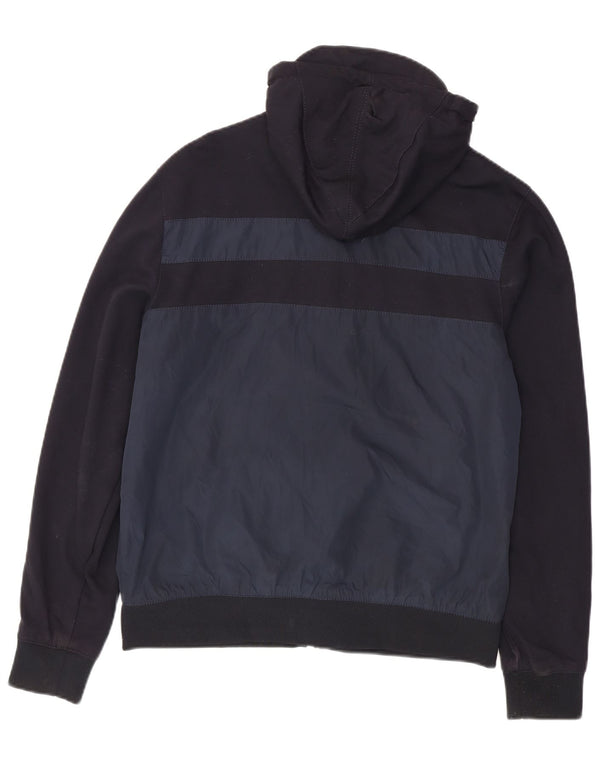 Zara Veste bomber à capuche pour homme UK 42 XL Bleu marine Colorblock Polyester
