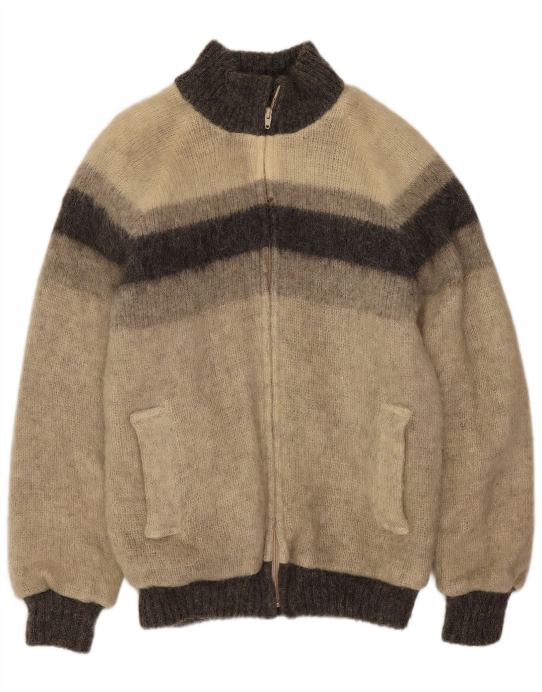 Alafoss Icewool Veste Bomber En Tricot Pour Homme UK 40 Grand Gris Colorblock Hiver