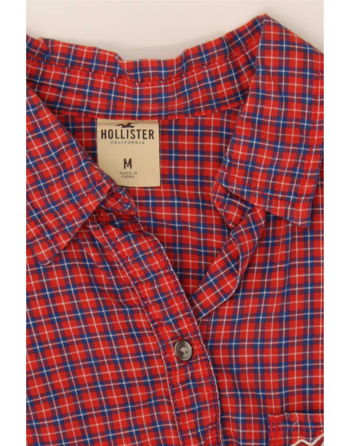 Hollister Chemise en flanelle pour femme UK 12 Coton à carreaux rouge moyen