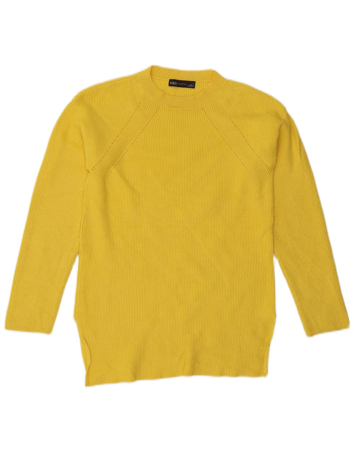 Marks & Spencer Pull à col rond pour femme UK 10 Petit Jaune