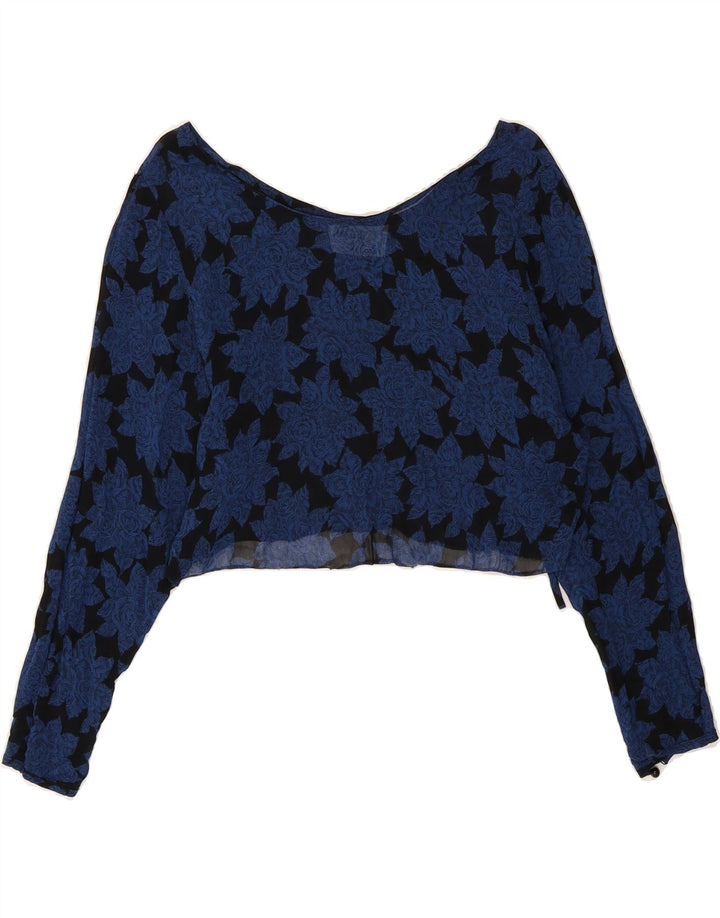 MARTY MODE Womens Crop Blouse Top UK 12 Medium Navy Blue Floral Vintage Marty Mode and Second-Hand Marty Mode from Messina Hembry 