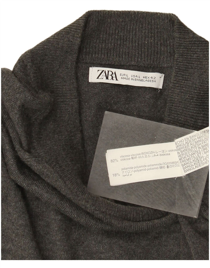 Zara Pull Col Roulé Homme Large Gris Viscose