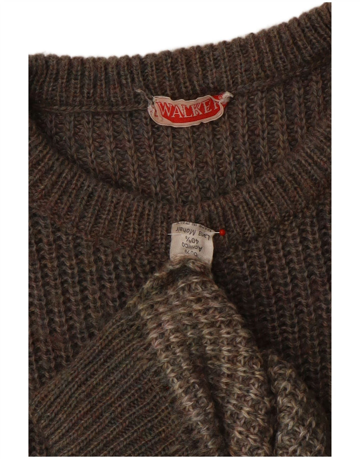 Walker Pull à col rond pour homme, grand, gris, color block, acrylique
