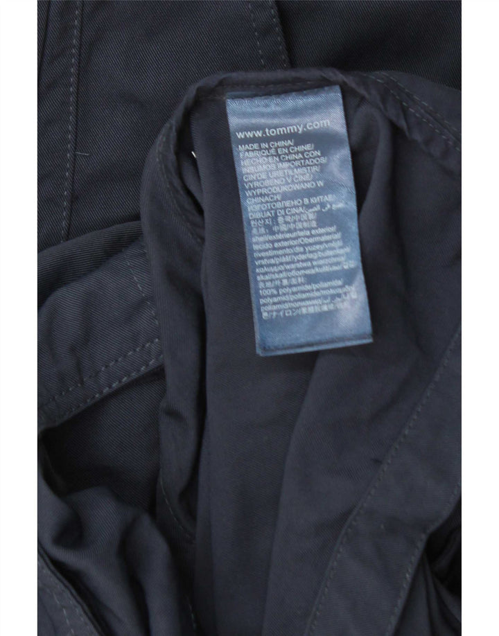 Tommy Hilfiger Veste de pluie à capuche pour homme UK 38 Bleu marine moyen Polyamide