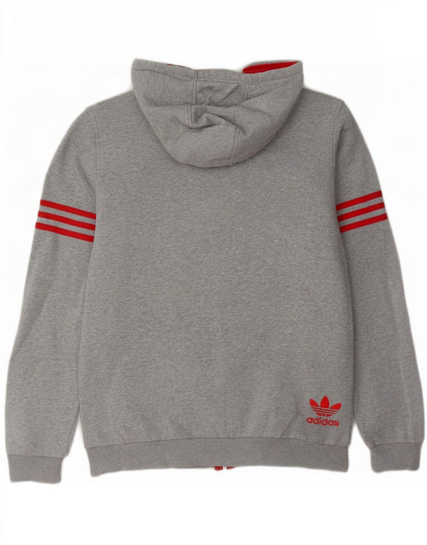 Adidas Pull à capuche zippé graphique pour homme en coton moucheté gris moyen