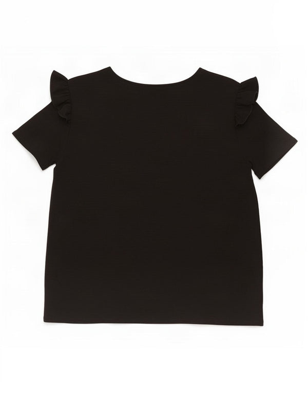 Zara Femme Chemisier Top UK 12 Medium Noir Polyester