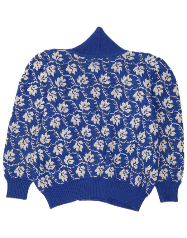 vintage Femme Cardigan Pull UK 18 XL Bleu Floral