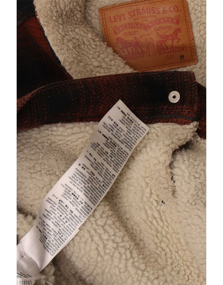 Levi's Veste Sherpa Homme UK 38 Rouge Moyen à Carreaux Polyester