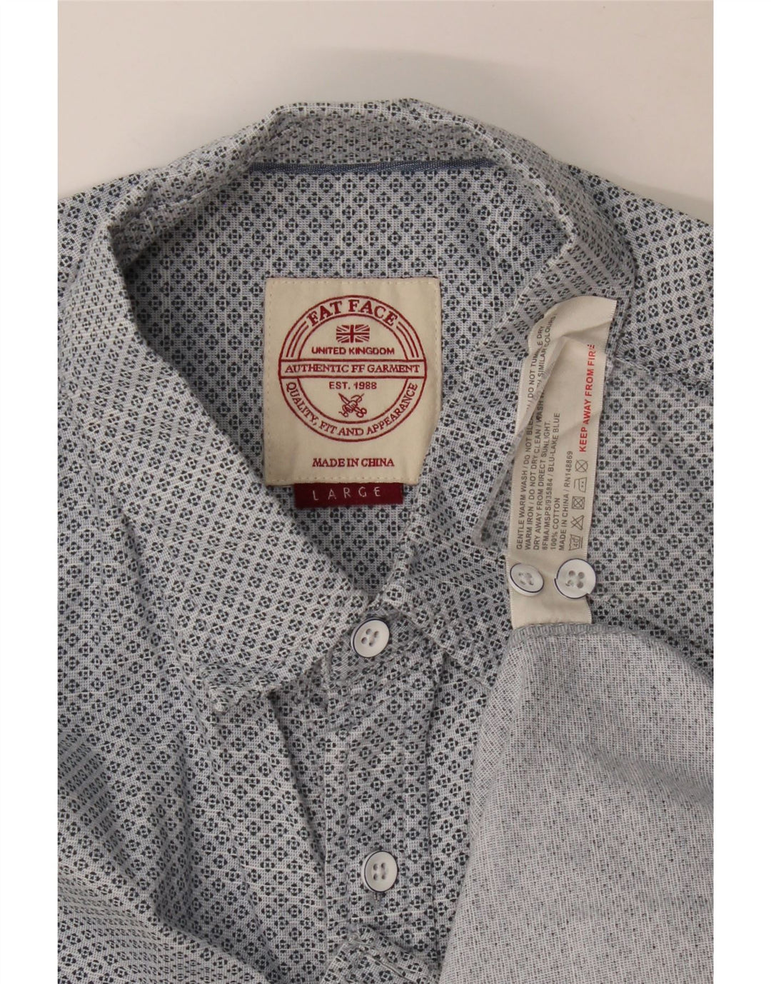 Chemise Homme Fat Face Large Bleu Géométrique Coton