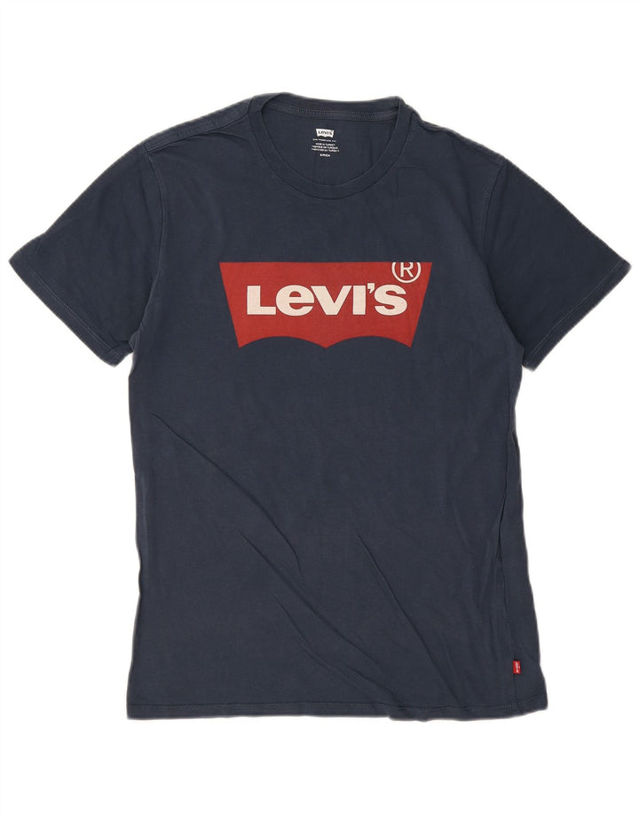 Levi's Graphic T-Shirt Top Small Homme Bleu Marine Coton